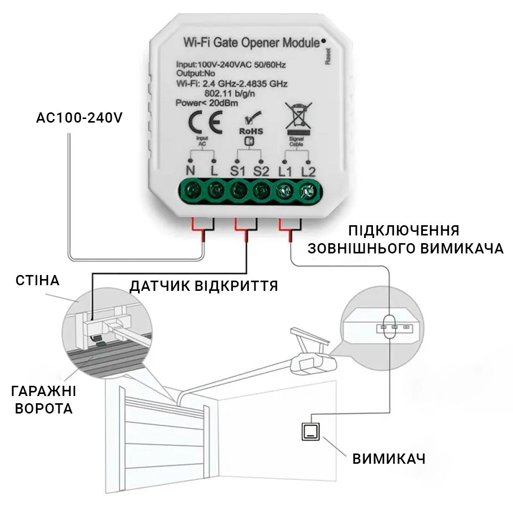 WiFi реле для управления гаражными воротами (Tuya smart) — Купить в WiseHome