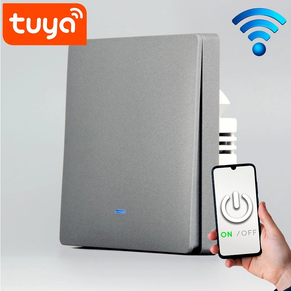 Wi-Fi выключатель Tuya серый (1 клавиша, без нуля) — Купить в WiseHome