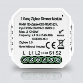 Двоканальний Zigbee димер Tuya без нульової лінії