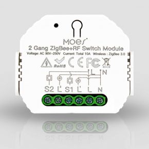 Двоканальне ZigBee 3.0 + RF реле Moes MS-104BZ