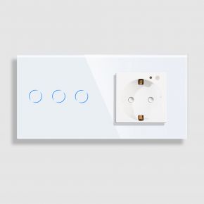 Wifi комплект сенсорний вимикач та розетка Tuya smart (Білий, 3 клавіші)