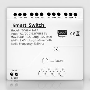 7-32V(AC/DC) Чотириканальне WIFI реле з сухим контактом Tuya smart