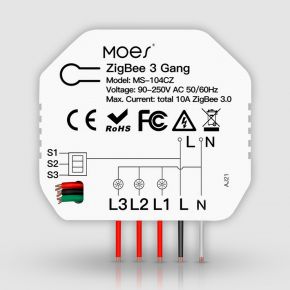 Трехканальное Zigbee реле Moes MS-104CZ